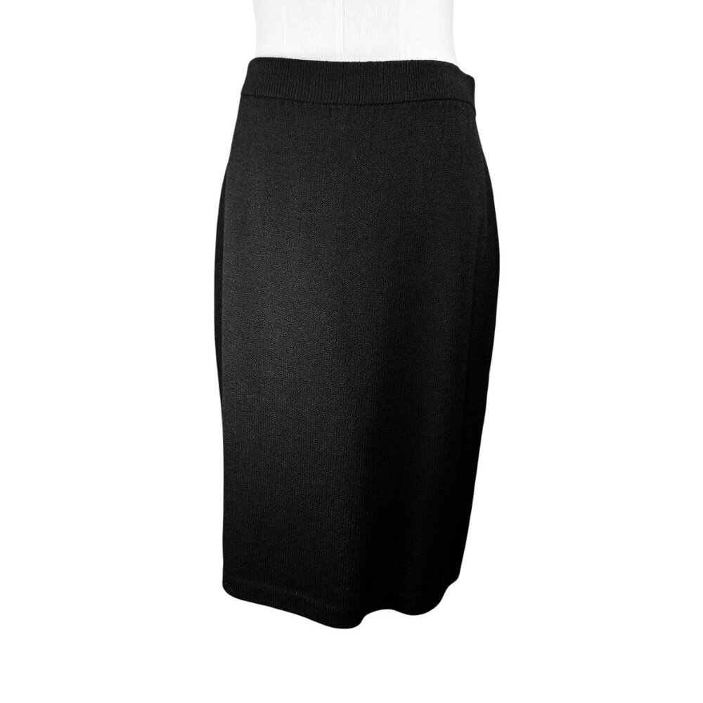 Vintage St. John Black Santana Knit Pencil Skirt Size 8 Classic Office Workwear